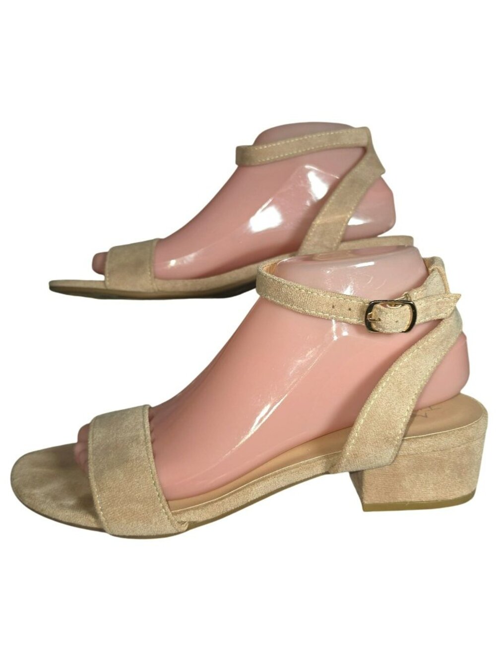 Women's TruFox Low Heel Sandals Dressy Short Nude Heels Strappy Size 9 Bree